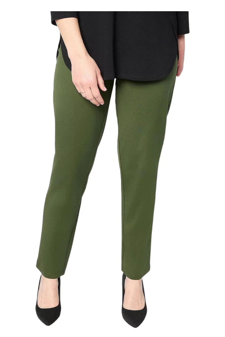 Susan Graver Women's Cotton Ponte Straight Leg Pant Forest Pine - Tall